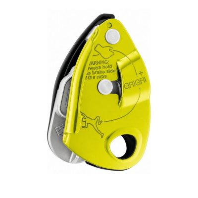GRIGRI® + Asegurador con bloqueo asistido mediante leva y empuñadura antipánico, optimizado para la escalada en polea